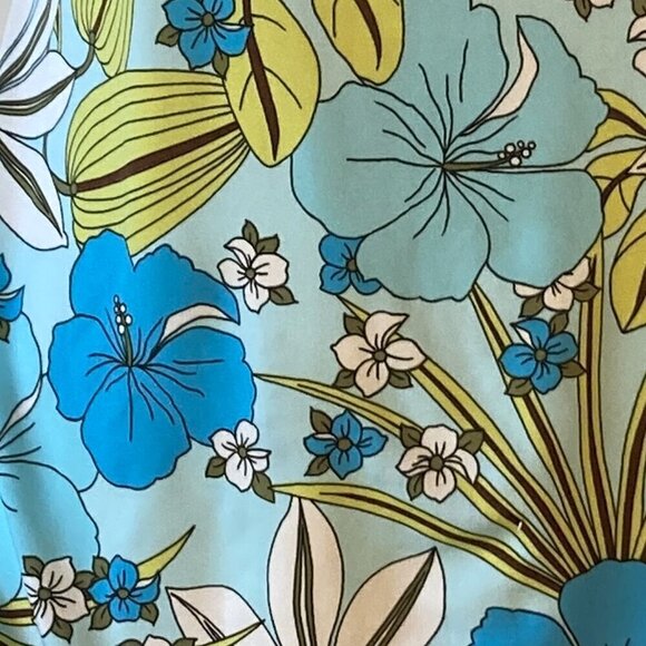 Merona SZ XXL Blue Tropical 1Pc. Tank Swimsuit &  Brown Swim Skirt Beach Resort - Picture 9 of 9